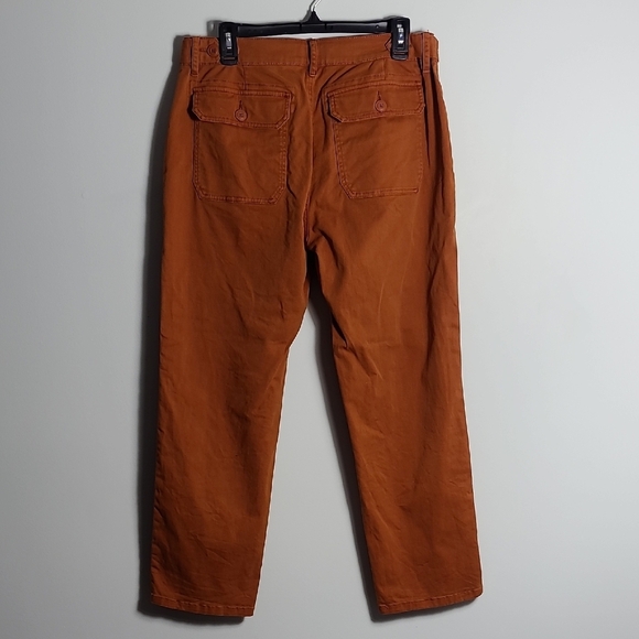 LUCKY BRAND Rust Orange Colored Pants With Blue Stripes Down Side Size 12/31 - Picture 10 of 16